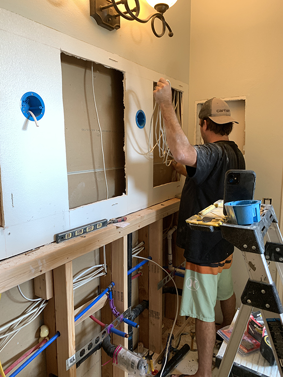 mike has become a pro at framing, running electrical and plumbing lines. His skill helps all of our diy projects take shape and stay within budget.